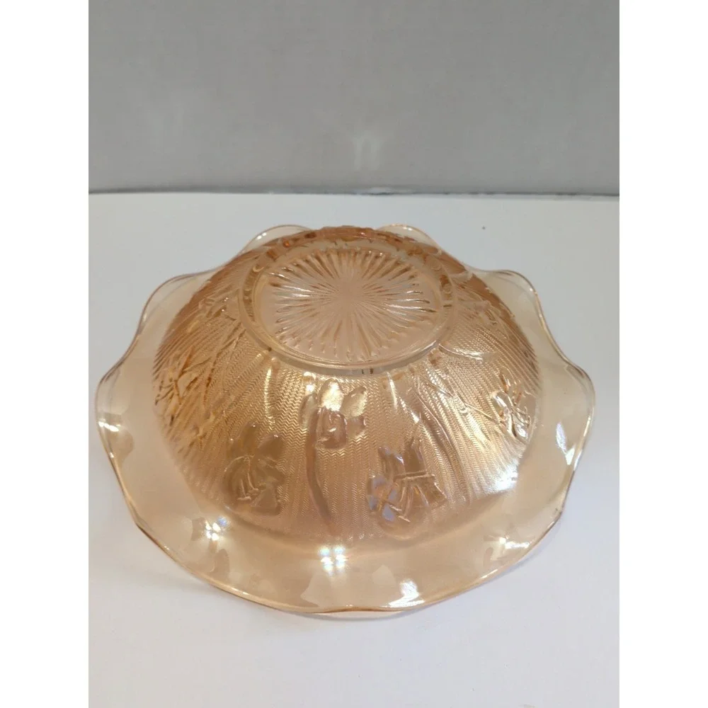 Jeannette Glass Iris Herringbone Marigold Carnival Iridescent Bowls Set of 3
